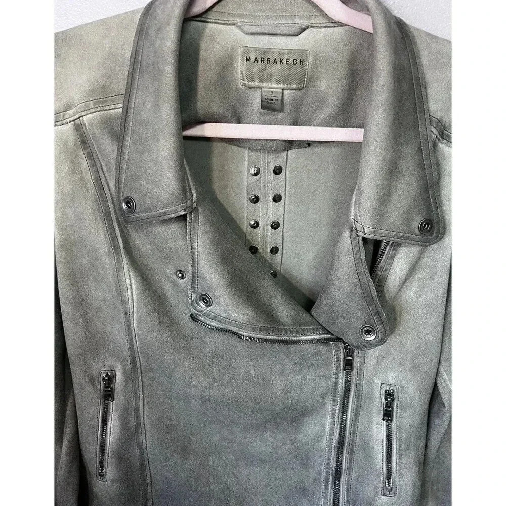 Anthropologie Green Leather Moto Jacket - Picture 2 of 13